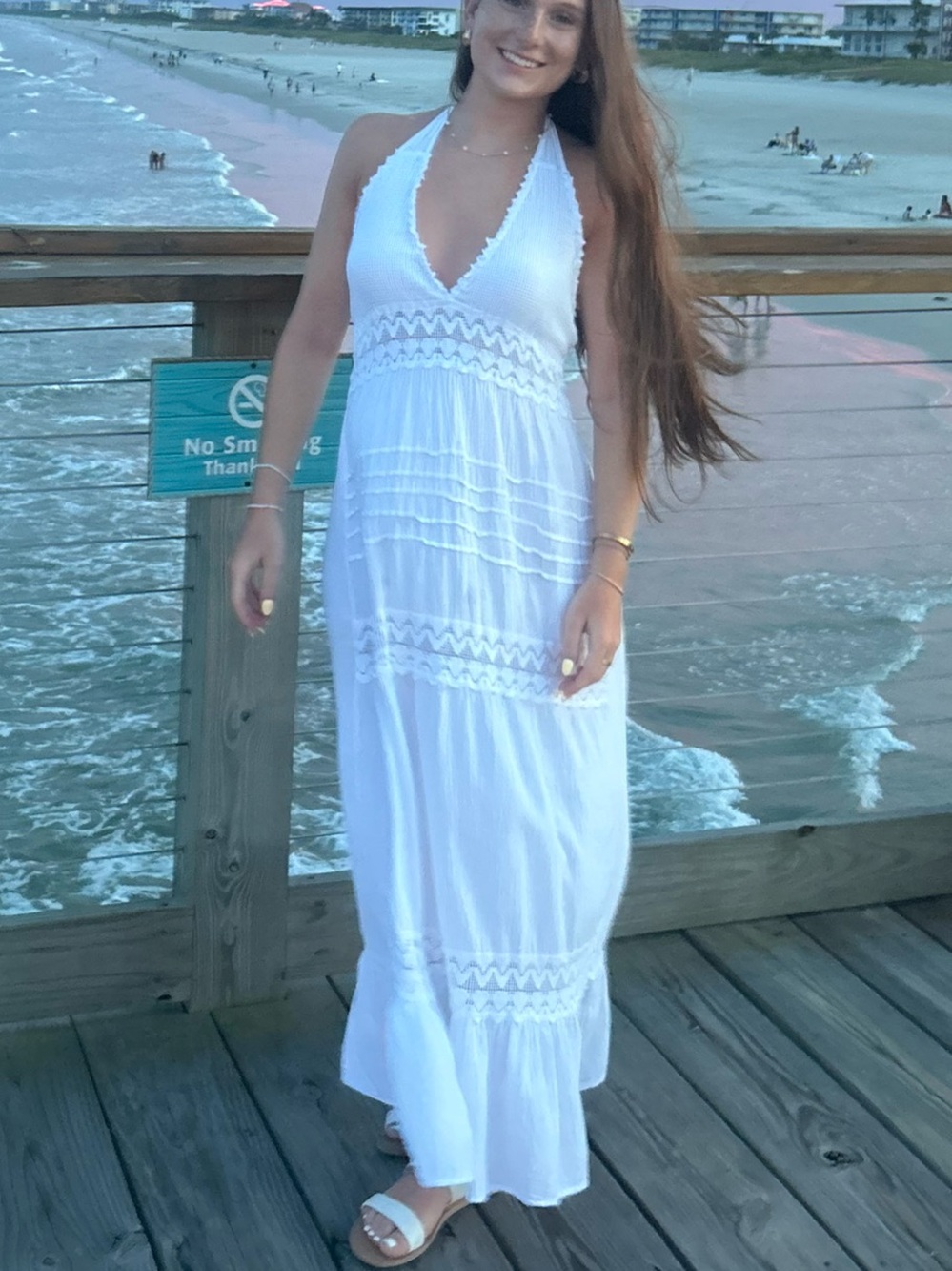 White Halter Maxi Dress